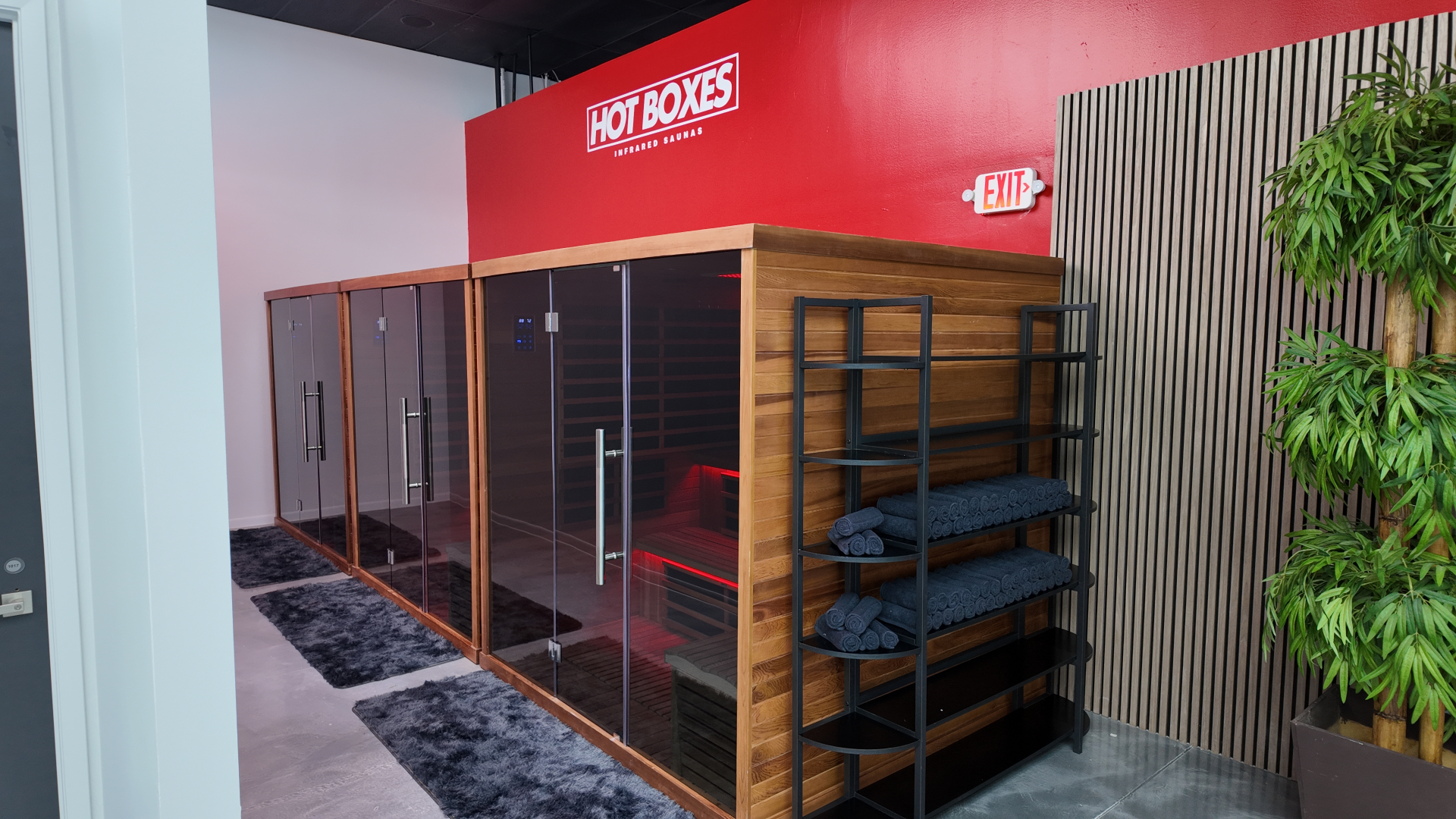 Private infrared sauna room at REDSOL Wellness Club in League City Texas