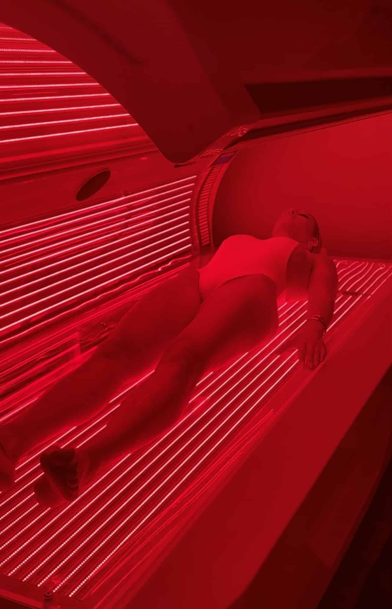 Red light therapy session at REDSOL Wellness Club in League City, Texas